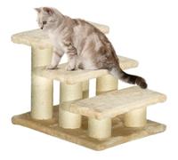 PawHut Pet Stairs 3-step Pet Ladder Cat dog Stairs, Beige | Climb Ladder Cat Tree