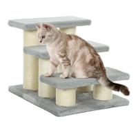 PawHut Pet Stairs 3-step Pet Ladder Cat dog Stairs Climb Ladder Cat Tree, Grey