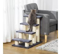 PawHut Dog Steps for Bed 4 Step Pet Stairs for Dog Cat ladder Scratch Post - Grey