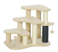 PawHut Pet Stairs w/ Scratching Tickling Post, Cat Tree 2 in 1 with 2 Toy Balls, Suitable for Cats under 5kg for Bed, Sofa, Couch, Beige Aosom UK