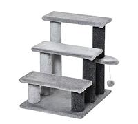 PawHut Pet Stairs with 3-Step Stair for Indoor Cats, Scratching Posts, Grey