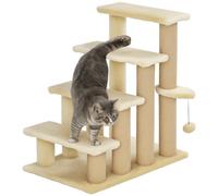 pawHut Pet Stairs with 4-step Stair, Scratching Posts, Platforms, Toy Ball