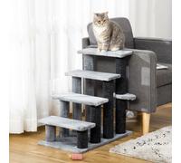 Pawhut Pet Stairs With 4-Step Stair, Scratching Posts, Platforms, Toy Ball