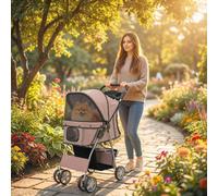 PawHut Pet Stroller Carrier Foldable Deluxe Walk Travel Dog