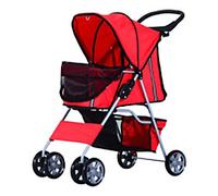 PawHut Pet Stroller for Small Miniature Dogs Cats Foldable Travel Carriage with Wheels Zipper Entry Cup Holder Storage Basket Red