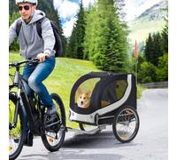 PawHut Steel Dog Bike Trailer Pet Cart Carrier for Bicycle Kit Water Resistant with Hitch Coupler Travel Red and Black Black