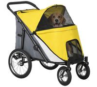 Pawhut Pet Stroller Foldable Design With Cushion For M And L Dogs In Yellow Yellow