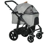 PawHut Foldable Pet Stroller and Detatchable Travel Carrying Bag, Grey