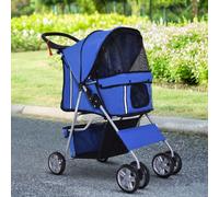 PawHut Pet Stroller for Small Dogs Cats Foldable Travel Carriage with Wheels Zip