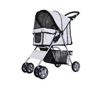 Pawhut Pet Stroller For Small Dogs/Cats Foldable Travel Carriage With Wheels Zipper Entry Cup Holder Storage Basket Grey One Colour