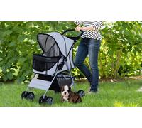 PawHut Pet Stroller Carrier Foldable Deluxe Jogger Walk Travel Dog Cat 4 Wheels