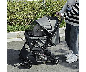 PawHut Pet Stroller Jogger with Reversible Handle and Safety Leash Grey