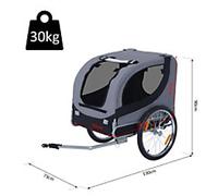PawHut Pet Trailer Grey, Black 730 mm x 1300 mm x 900 mm