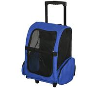 PawHut Pet Blue Travel Backpack Bag Cat Puppy Dog Carrier w/ Trolley and Telescopic | TJ Hughes