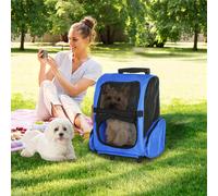 PawHut Pet Travel Backpack Bag Cat Puppy Dog Carrier w/ Trolley and Telescopic