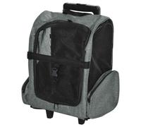 PawHut Pet Travel Backpack Bag Cat Puppy Dog Carrier w/ Trolley and Telescopic Handle Portable Stroller Wheel Luggage Bag (Grey) Grey