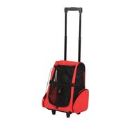 PawHut Pet Travel Backpack Bag Cat Puppy Dog Carrier w/ Trolley and Telescopic Handle Portable Stroller Wheel Luggage Bag (Red)