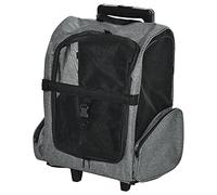 PawHut Pet Travel Backpack Bag Cat Puppy Dog Carrier w/ Trolley and Telescopic Handle Portable Stroller Wheel Luggage Bag (Grey)