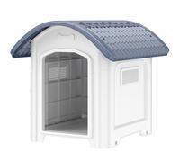 Pawhut Plastic Outdoor Dog Kennel With Removable Floor, Waterproof Roof In Dark Grey Dark Grey