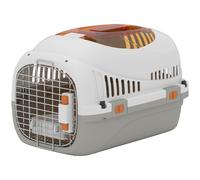 PawHut Plastic Pet Carrier Hard Shell Dog Cat Carrier Max 4 KG Steel Door Feed Bowl Secure Lock 49 x 32 x 31 cm