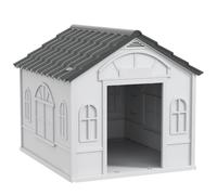 PawHut Plastic Weatherproof Dog House, Grey