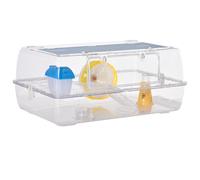 PawHut Portable 2 Storey Hamster Cage w/Running Wheel Drinker Feeding Bowl - Transparent - Polystyrene, Metal - 1