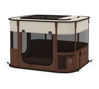 Pawhut Portable Dog Pen For Puppies, Rabbits, Kittens, Guinea Pigs, Brown Brown