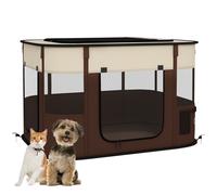 PawHut Portable Dog Pen For Puppies - Rabbits - Kittens - Guinea Pigs - Brown - Large | TJ Hughes