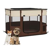 Foldable Dog Pen with Storage Bag for Indoor/Outdoor Use, Brown PawHut Brown S
