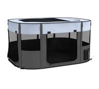 PawHut Dog Pen Pet Playpen for Puppies, Rabbits, 74 x 60 x 45cm Grey