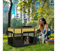 PawHut Portable Dog Pen for Puppies, Rabbits, Kittens, Guinea Pigs - Yellow
