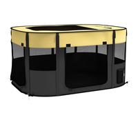 PawHut Dog Pen, Pet Playpen, Portable Foldable Dog Cat Playpen Soft Pet Cage with Storage Bag for Puppies, Rabbits, Kittens, Guinea Pigs, 114 x 89 x 59cm - Yellow