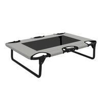 PawHut Portable Raised Dog Bed, Elevated Pet Cot with Breathable Mesh for Indoor Outdoor, for Small Medium Dogs, Light Grey