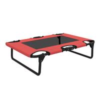 PawHut Portable Raised Dog Bed, Elevated Pet Cot with Breathable Mesh for Indoor Outdoor, for Small Medium Dogs, Red