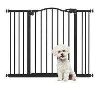 Pawhut Adjustable Width And Tall Metal Pet Gate Safety Barrier W/auto-Close Door In Black Black