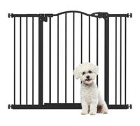 PawHut Pressure Fit Dog Stair Gate 74-100cm Adjustable 78cm Tall Black | No Drilling, Safety Gate, Auto Close, for Doorways and Hallways