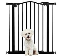 Pawhut Adjustable Width And Tall Metal Pet Gate Safety Barrier W/auto-Close Door In Black Black