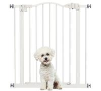 Pawhut Adjustable Width And Tall Metal Pet Gate Safety Barrier W/auto-Close Door In White White