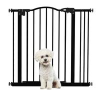 PawHut Pressure Fit Dog Stair Gate 74-87cm Adjustable 78cm Tall Black | No Drilling, Safety Gate, Auto Close, for Doorways and Hallways
