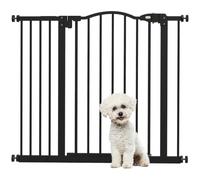 PawHut Pressure Fit Dog Stair Gate 74-94cm Adjustable 78cm Tall Black | No Drilling, Safety Gate, Auto Close, for Doorways and Hallways