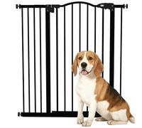 Pawhut Adjustable Width And Tall Metal Pet Gate Safety Barrier W/auto-Close Door In Black Black