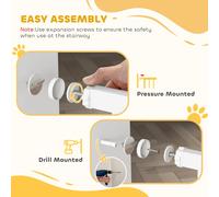 PawHut Pressure Fit Dog Stair Gate No Drilling Safety Gate Auto Close for Doorwa