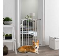 PawHut Pressure Fit Dog Stair Gate No Drilling Safety Gate Auto Close for Doorways, Hallways, 74-80cm Adjustable, 94cm Tall, White White