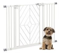 PawHut Pressure Fit Safety Gate Dog Gate Auto Closing Door 74-100cm White | for Doorways Staircases, Pet Barrier Hallways, Double Locking
