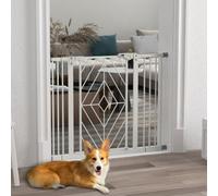 Pressure Fit Safety Gate w/ Auto Closing Door - Double Locking - 74-100cm - PawHut | TJ Hughes White