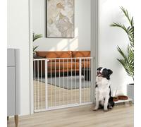 PawHut Pressure Fitted Pet Dog Safety Gate Metal Fence 76 cm Tall - White - Powder-coated metal, plastic - 107 cm x 2 cm x 76 cm