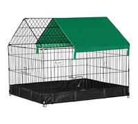 PawHut Rabbit Cage Guinea Pig Playpen Small Animal House for Kitties Puppies, w/Water Proof Oxford Roof Floor 90 x 75 x 75 cm