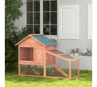 Pawhut Rabbit Hutch, 2 Tier Bunny House With Asphalt Roof, Ramp, Tray, Green