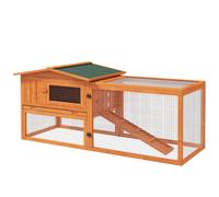 Pawhut Rabbit Hutch And Run Outdoor W/ Sliding Tray Hay Rack Ramp In Orange Orange
