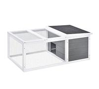 PawHut Rabbit Hutch Small Animal Cage Pet Run Cove, with Wate-Resistant Asphalt